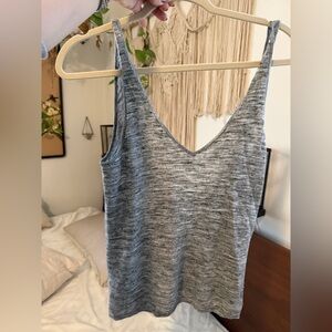 Lululemon Gray Knit Luxe Woven Gray Tank Low Back & Twist